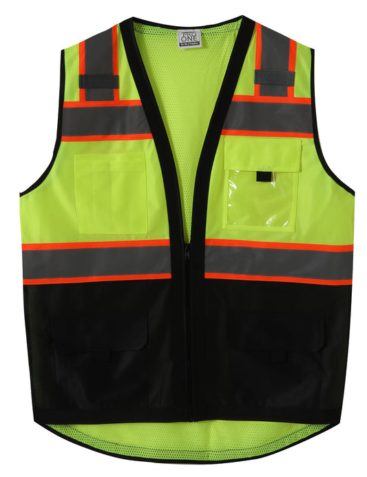 Safety Green Two-Tone Reflective Vest (Clear Pocket) SV802