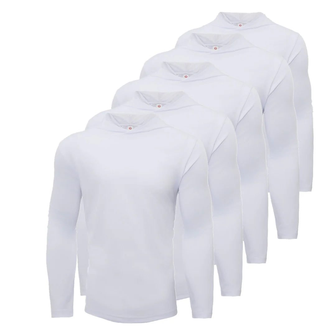 Men’s Performance Dry Fit Long Sleeve T-Shirt with Hoodie (100% Polyester)