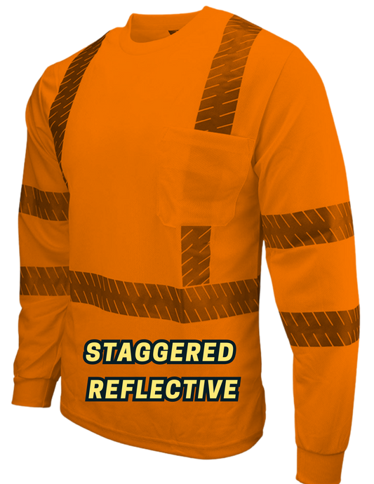 Staggered Reflective Long Sleeve T-Shirt