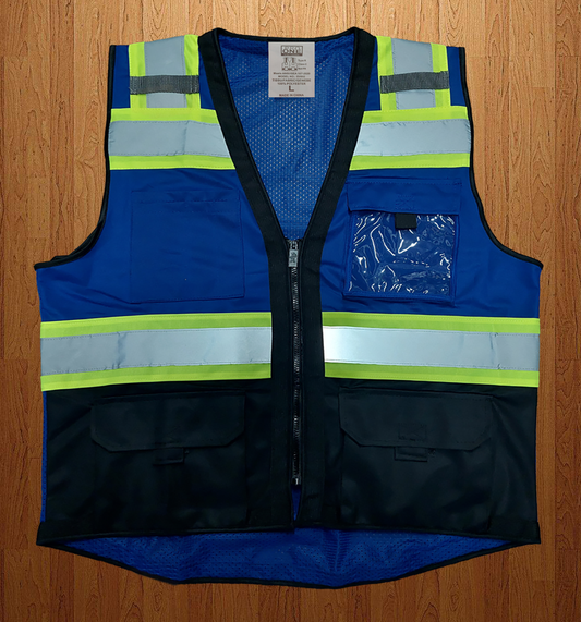 Royal Blue-Black Two Tone Reflective Safety Vest SV802